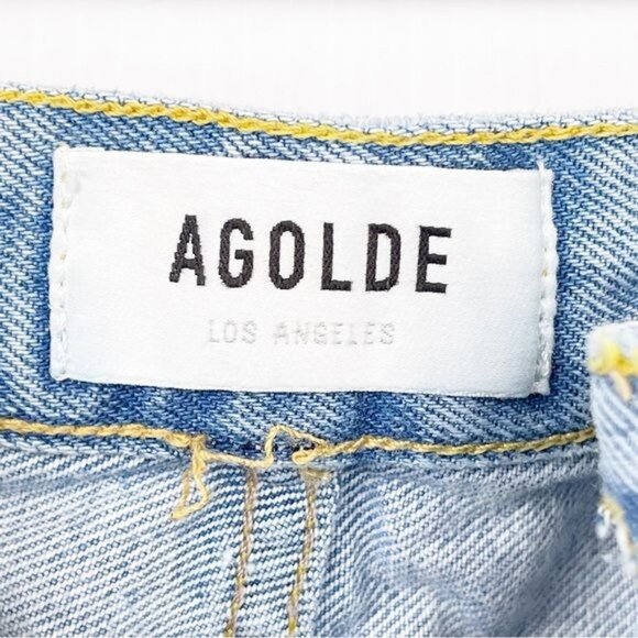 AGOLDE THE PARKER 100% cotton Hong rise raw hem denim shorts 24 - Picture 4 of 9